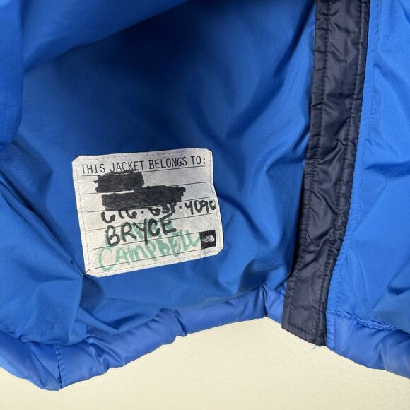 The North Face 550 Puffer Jacket Boys XL 18/20 Goose Down Full Zip Coat Blue - Picture 11 of 11
